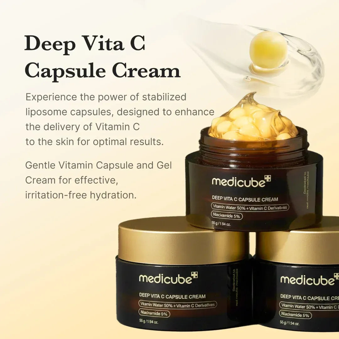 Medicube Deep Vita C Capsule Cream 55g | Brightening & Anti-Aging Vitamin C Moisturizer | Glowing Skin Care 55g