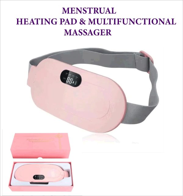 Portable Menstrual Heating Pad Belt for Women – Electric Period Pain Relief Massager with 3 Heat Levels & 4 Massage Modes (Flower Box)
