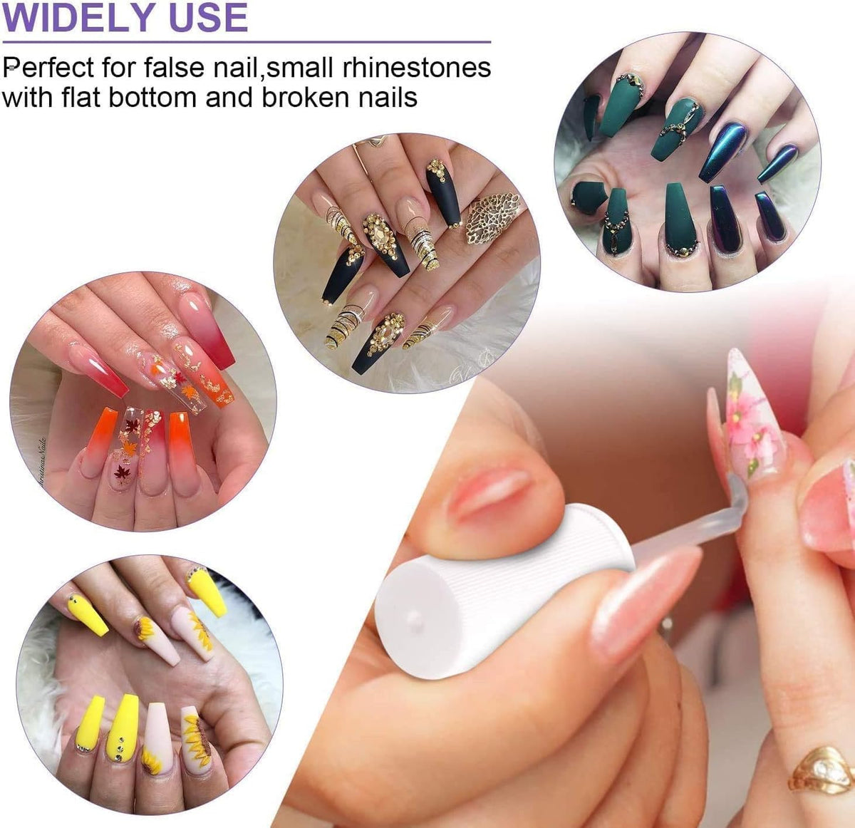 Nail Glue Strong Glue for Nail Polish, Soft Adhesive Nails, No Damage to Nails and Cuticles