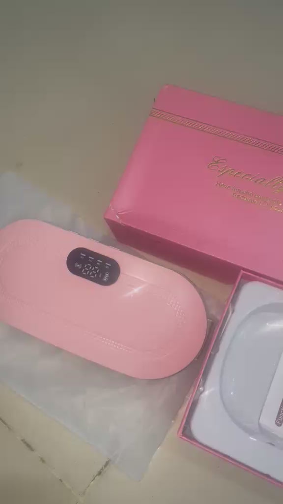 Portable Menstrual Heating Pad Belt for Women – Electric Period Pain Relief Massager with 3 Heat Levels & 4 Massage Modes (Flower Box)